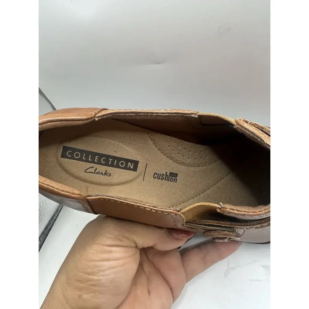 Clarks Ashland Womens 8.5 M Brown Leather Loafers Cushion Soft Comfort Shoes